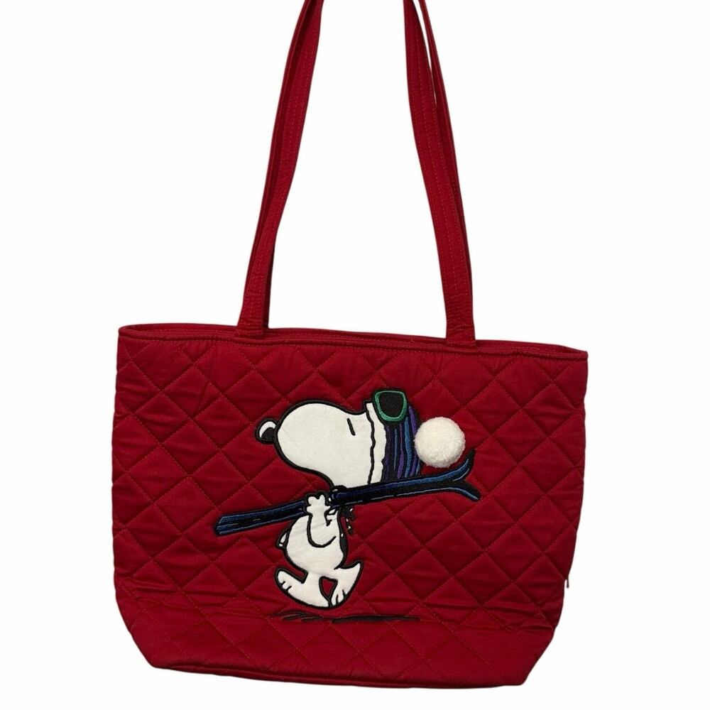 Vera Bradley x Peanuts Ski Slope Jump Snoopy Red Purse Tote Pockets Zipper Top